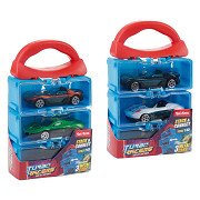 Turbo Racers Storage Case with 3 Metal Cars