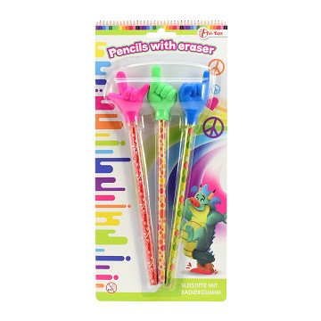 Handjes Gum met Potlood, 3st.