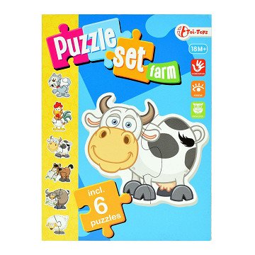 Puzzle-Set Bauernhof mit 6 Puzzles