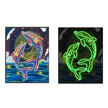 Diamond Painting Glow in the Dark - Dolfijnen