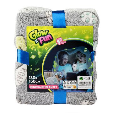 Glow N Fun Glow in the Dark Decke Dino, 130x150cm