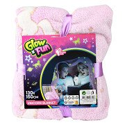 Glow N fun Glow in the Dark Decke Einhorn, 130x150cm