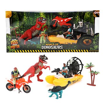 World of Dinosaurs Playset - Boat and Motorcycle with Dinosaurs