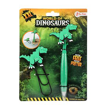 Dinosaurus Mega Paperclip met Pen