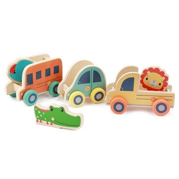 Fisher Price Vehicles & Animals Set Wood, 6pcs.