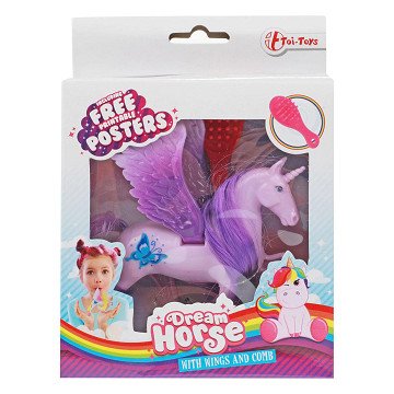 Dream Horse Unicorn Toy Figure Pegasus with Brush