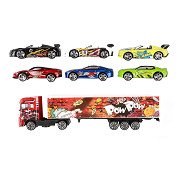 Metal Truck with 6 Racing Cars