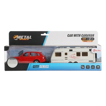 Metal Pull-back Car with Caravan 1:48