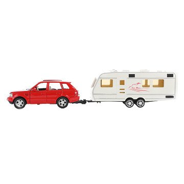 Metall-Rückziehwagen mit Wohnwagen 1:48