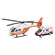 Metall-Trauma-Hubschrauber und Krankenwagen Orange