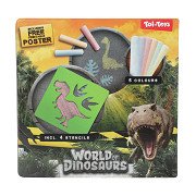 World of Dinosaurs Sidewalk Chalk Dino with Stencils, 10pcs.