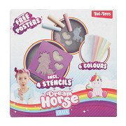 Dream Horse Sidewalk Chalk Unicorn with Stencils, 10pcs.