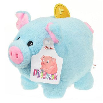 Plush Money Box Pig Blue