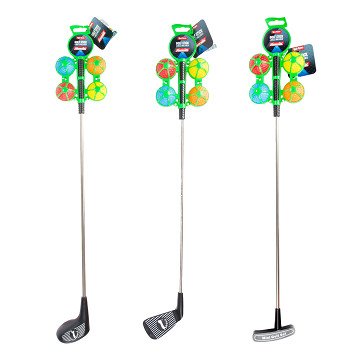 Adrenix Golfschläger Metall mit 4 farbigen Bällen, 5Stk.
