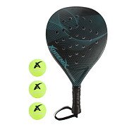 Padel Set Racket with 3 Balls - Green