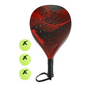 Padel Set Racket with 3 Balls - Red