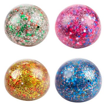 Fun Squeeze Ball Night Filled with Glitter Gel, 6cm