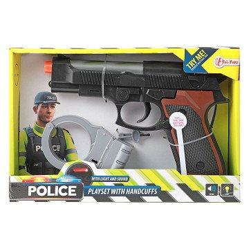 Police Gun Light and Sound with Handcuffs
