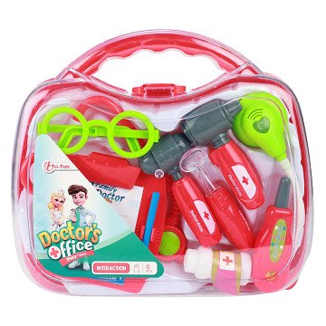 Doctor's set with stethoscope in case, 8 pcs.