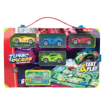 Turbo Racers Collector's Case with Cars and Play Mat, 6pcs.