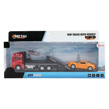 Metal Tow Truck with Pull Bucket Car, 2pcs.