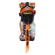 Ninja-Lichtschwert mit Licht und Sound, mit Schussfunktion und Maske, Orange