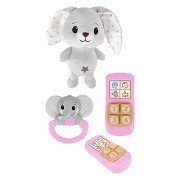 Little Stars Baby Kuscheltier Plüschhase mit Rassel und Telefon, 3-teilig.