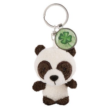 Nici Plüsch-Schlüsselanhänger Panda mit Kleeblatt, 7cm