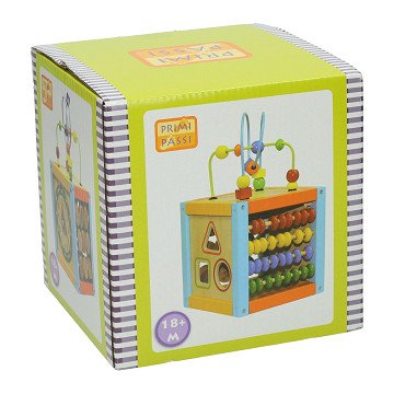 Houten Activiteiten Kubus met Spiraal 5 in 1