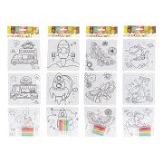 Kleur je eigen Puzzeltjes- 3 puzzeltjes + 5 stiften