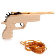 Wooden pistol with elastic
