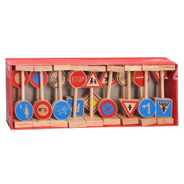Verkehrszeichen-Set aus Holz, 18-tlg.