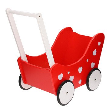Doll's Pram Red with Hearts
