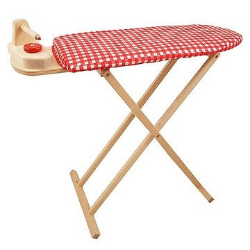 Wooden Ironing Board with Iron