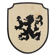 Wooden Shield Lion with Fabric Handle