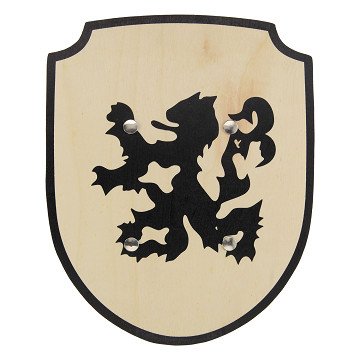 Wooden Shield Lion with Fabric Handle