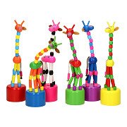 Schiebepuppe Giraffe aus Holz farbig