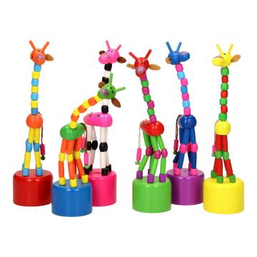 Schiebepuppe Giraffe aus Holz farbig
