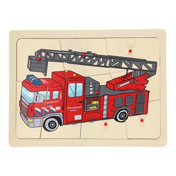 Houten Noppenpuzzel Brandweer, 9st.