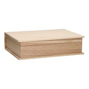 Holzkiste in Buchform