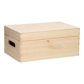 Storage Chest Rectangular Hinged Lid Pine Small
