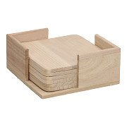 Wooden Holder with 6 Coasters