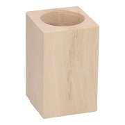Square Pencil Box with Round Opening Beech Wood