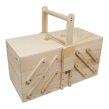 Sewing box foldable pine wood