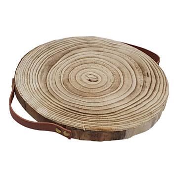 Decoration Tree Disc Paulownia Wood with Leather Handles