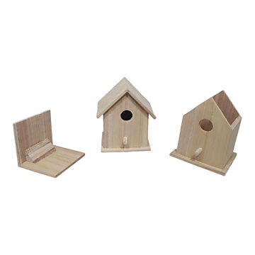 Square Wooden Birdhouse with Removable Roof