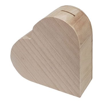 Money box heart shape Paulownia wood
