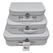 Cardboard Suitcase Set White, 3pcs.