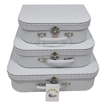 Karton-Koffer-Set Weiß, 3-tlg.