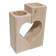 Teelichthalter Herzmotiv Buchenholz, 2 Stk.